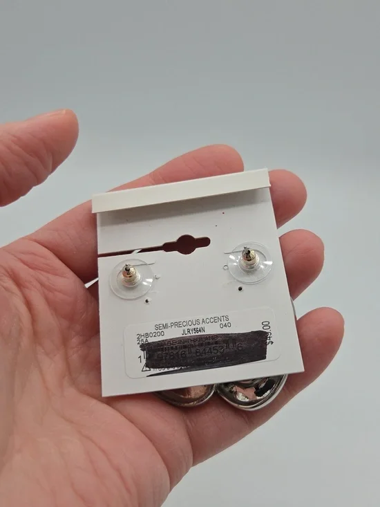 5 for $25! Lucky Brand Silver Tone Oval Pearl Drop Earrings - Picture 3 of 5